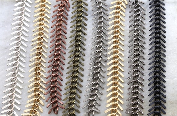 Base Metal Plated Herringbone Chevron Unique Choker Chain in 8 Finishes /Bulk Unfinished Chain by the Foot