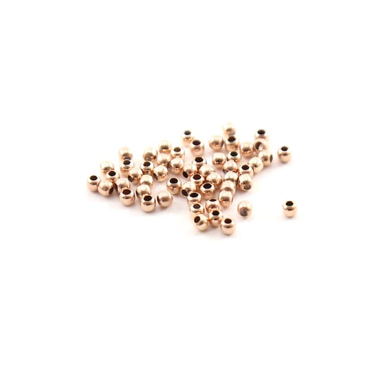 25 Pieces 2mm Smooth Seamless Round Rose Gold Filled Spacer Beads