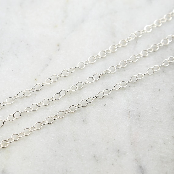 4mm Thick Round Sterling Silver Smooth Link Chain Extender Chain  / Sold by the Foot / Bulk Unfinished Chain