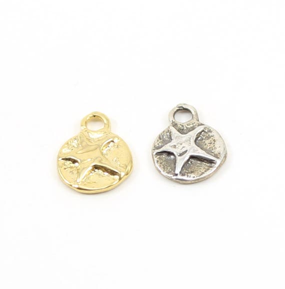 Celestial Star Coin Disk Charm Sterling Silver or Vermeil Gold Constellation Pendant