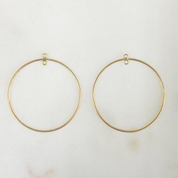 1 Pair Circle Round 38mm Chandelier Finding Earring Component with Inside Ring in 14K Gold Filled