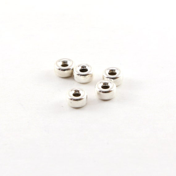 5 Pieces 6mm Smooth Pony Rondelle Seamless Sterling Silver 925 Spacer Beads