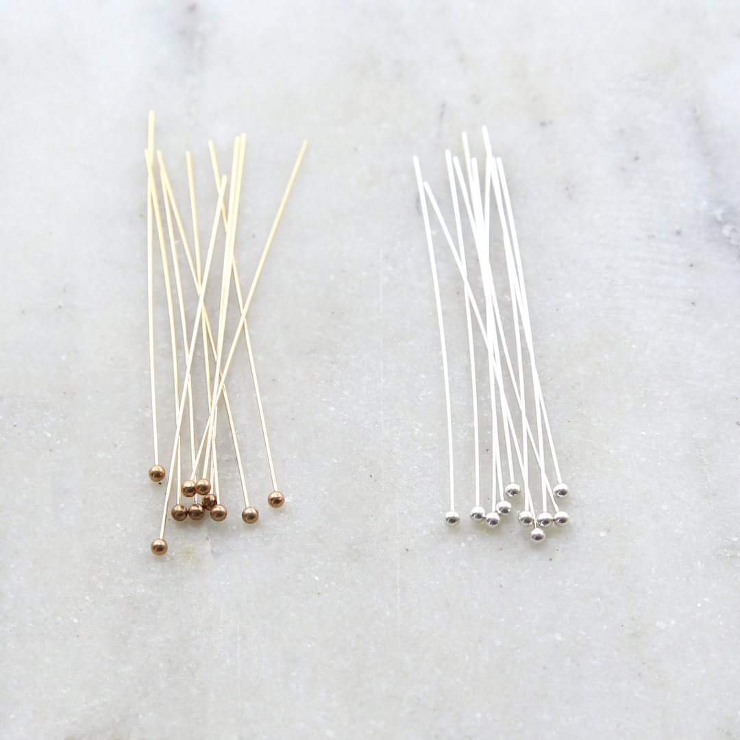 10 Pieces 2 Inch Ball Head Pin 24 Gauge 14K Gold Filled or Sterling ...