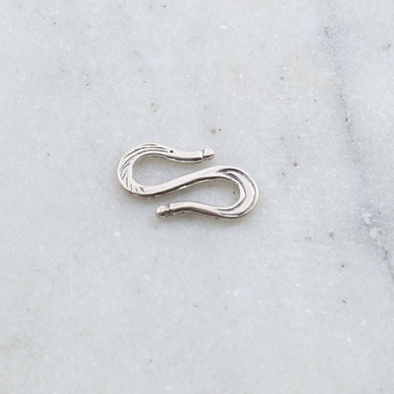 Large Sterling Silver S Hook Clasp with Etched Design Jewelry Making Supplies Chain Findings