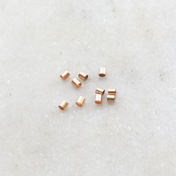 10 Pieces Crimp Bead Tube 2mm x 2mm Rose Gold Filled Stringing Bead Supplies