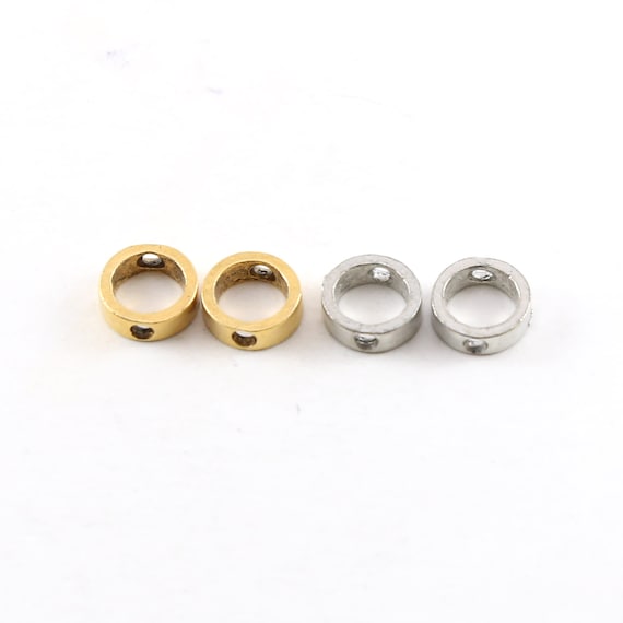 2 Pieces Small 9mm Pewter Metal Open Circle Connector Bead  Ring 2 Hole Charm