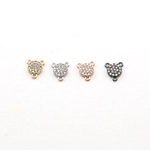 CZ Pave Rhodium Plated Round 3 Way Y Connector in Gold, Silver, Rose Gold, Black Gunmetal Small Modern Jewelry Making Supplies