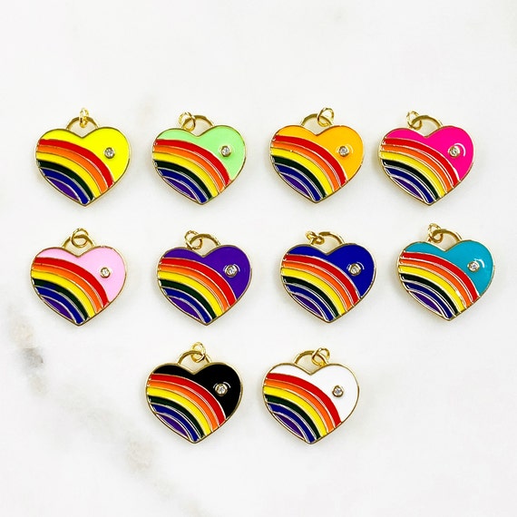 Rainbow Pride Heart Charm