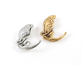 Large Pewter Flying Fairy Pretty Wings Pixie Charm Fantasy Pendant Inspirational Pendant,  Antique gold, Antique silver