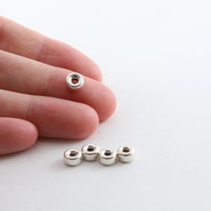 5 pieces 6mm smooth pony rondelle seamless sterling silver 925 spacer beads image 3