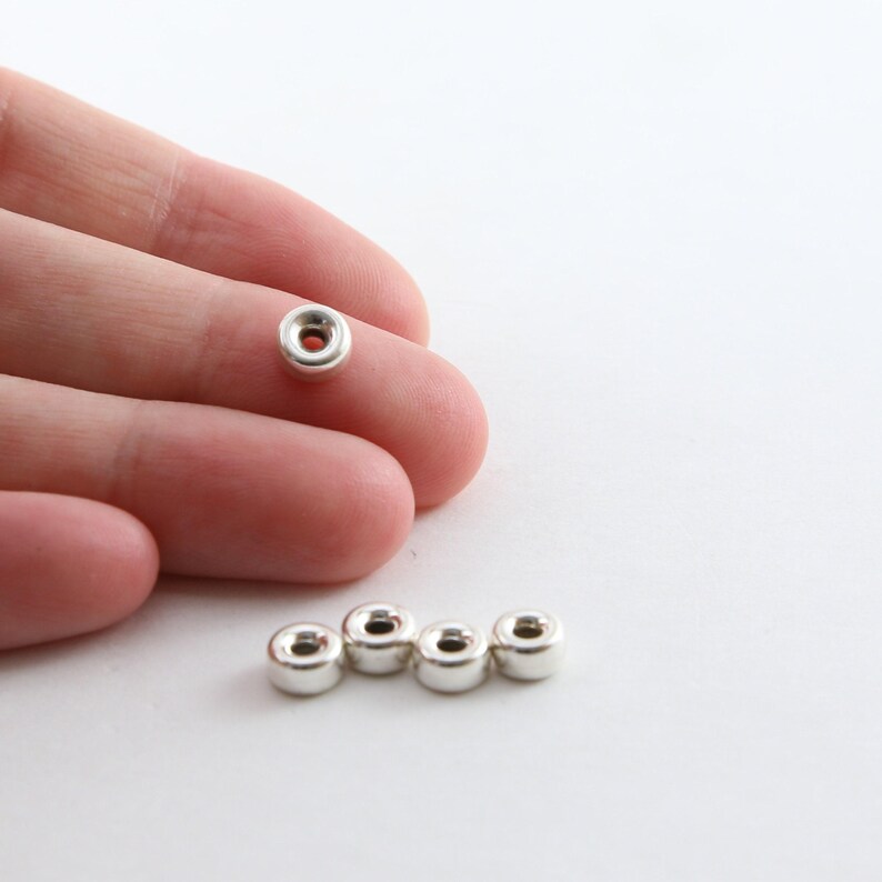5 pieces 6mm smooth pony rondelle seamless sterling silver 925 spacer beads image 3