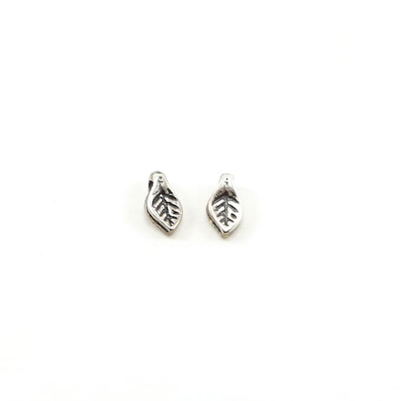 2 Pieces Detailed Teeny Tiny Dainty Leaf Charms Sideways Loop Small Nature Inspired Charms