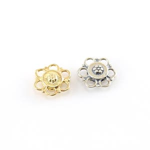 Flower Multi Connector Charm in Sterling Silver and Vermeil Gold