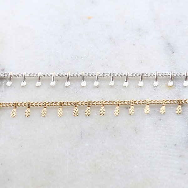 Gold or Silver Plated Base Metal Dangle Drop Choker Chain Dainty Minimal Modern Chain / Chain by the Foot