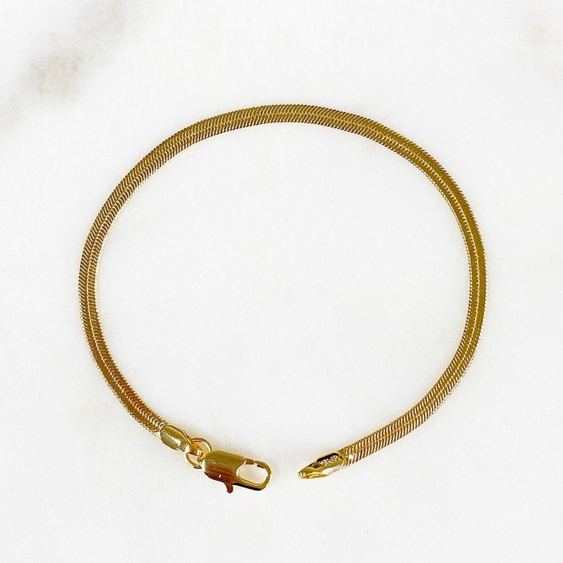 Ready to Wear 18kt Gold Filled 3mm Herringbone Bracelet image 2