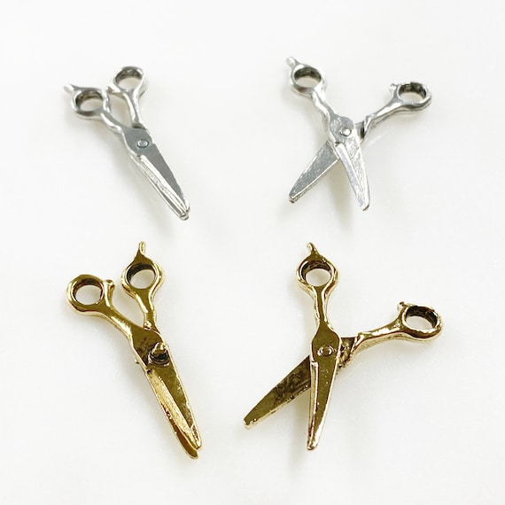 2 Piece Pewter Scissor Charm Choose Your Color Antique Gold or Antique Silver Open Moving Scissor Arts and Crafts Jewelry Making Charm