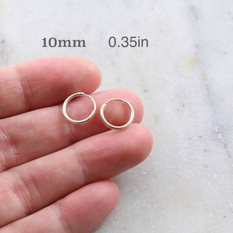 1 Pair Sterling Silver Small Endless Hoop Earrings 18mm, 16mm, 14mm, 12mm, 10mm Earring Wires Earring Hook Component image 5