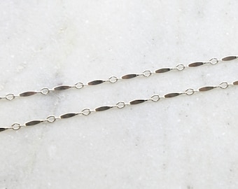 Cadena de plata esterlina con eslabones de diamantes planos / Se vende por pie / Cadena sin terminar a granel