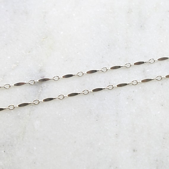 Flat Diamond Link Sterling Silver Chain / Sold by the Foot / Bulk Unfinished Chain