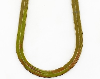 Gold plated herringbone necklace 5.2mm thickness 16 inch classic thick herringbone necklace ready to wear finished gold necklace