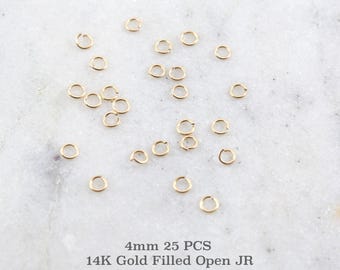 25 pieces 4mm 22 gauge 14k gold filled open jump rings charm links jewelry making supplies gold findings