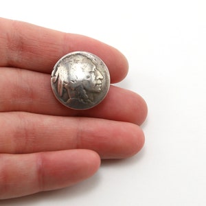 Sterling Silver Round Indian Head and Buffalo Back Five Cents Coin Button Wrap Bracelet Button