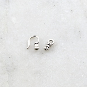 1mm Tiny Small Leather Cord Crimp End Hook and Eye End Cap Set in Sterling Silver