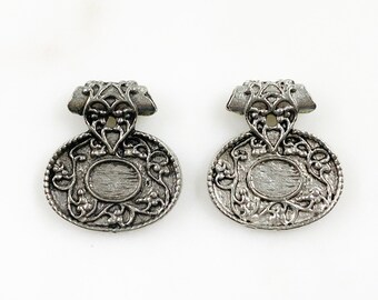 2 Piece Antique Silver Pendent Charm Pewter Bail Vintage Scroll Charm Unique Jewelry Making Supplies and Charms