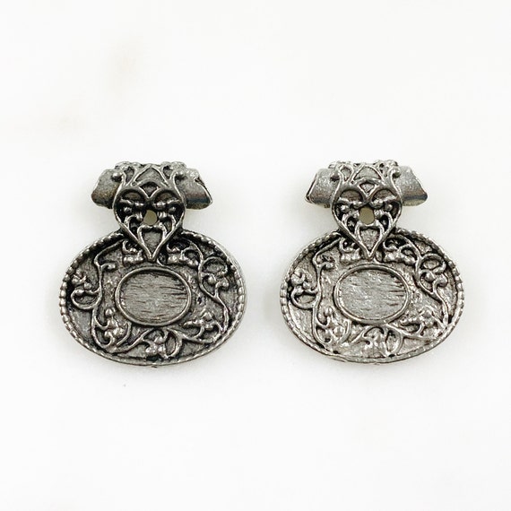 2 Piece Antique Silver Pendent Charm Pewter Bail Vintage Scroll Charm Unique Jewelry Making Supplies and Charms