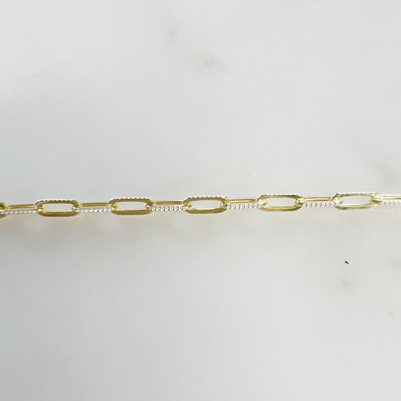 Two Tone Gold Vermeil Diamond Cut Drawn Cable - Sold by the Foot/Bulk Unfinished Chain