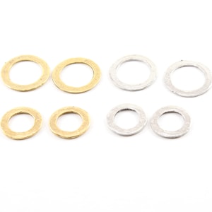 2 Pieces Medium or Small 23mm or 19mm Pewter Metal Raw Organic Open Circle Connector Ring Charms in Antique Silver or Antique Gold