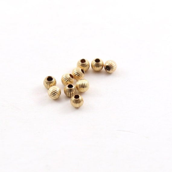 10 Pieces 3mm Corrugated Seamless Round 14K Gold Filled Spacer Beads