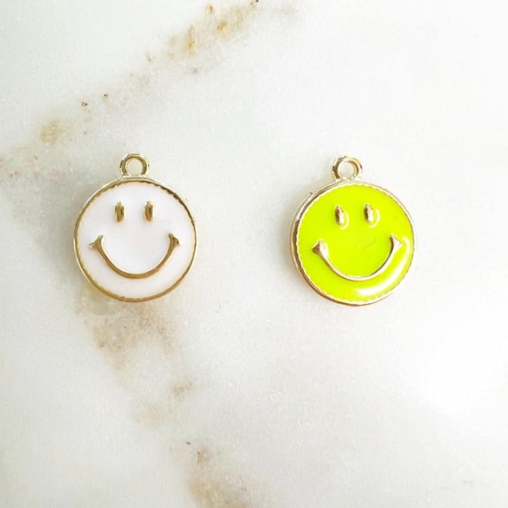 Mini Super Smiley Face Charm Gold Plated Smile Charm Happy Fun Smiley Face Jewelry Making Charm