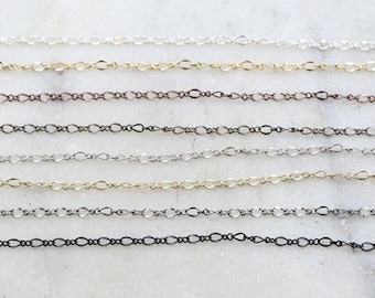 Base metal ultra dainty figure 8 chain in 8 finishes / chain by the foot