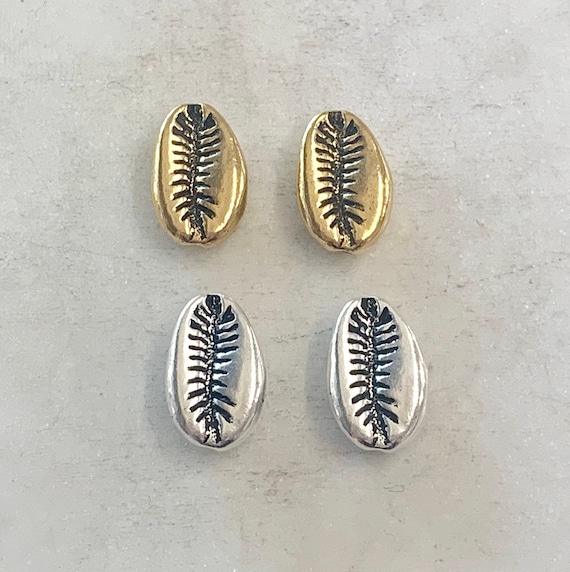 1 Piece Pewter Tiger Cowrie Shell Ocean Nautical Bead