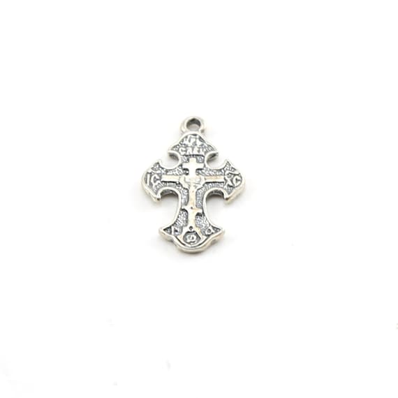 Sterling Silver Vintage Style Cross Charm Religious Spiritual Catholic Pendant