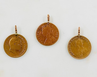 2 pieces copper colored george v king emperor one quarter anna india 1936 coin symbol pendant coin medallion pewter charm