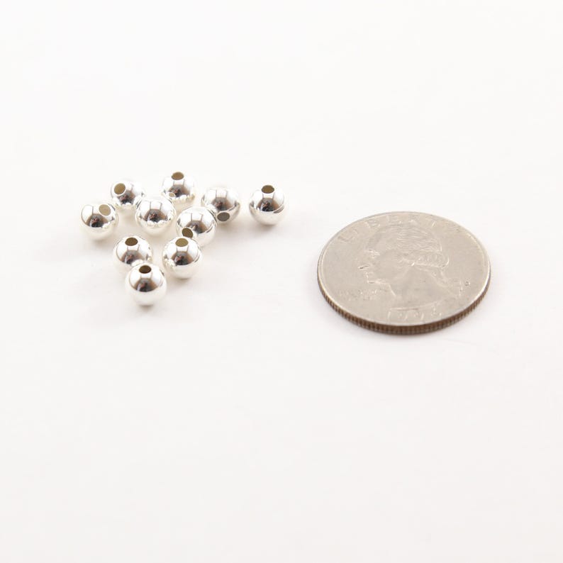 10 pieces 6mm smooth seamless round sterling silver 925 spacer beads image 3