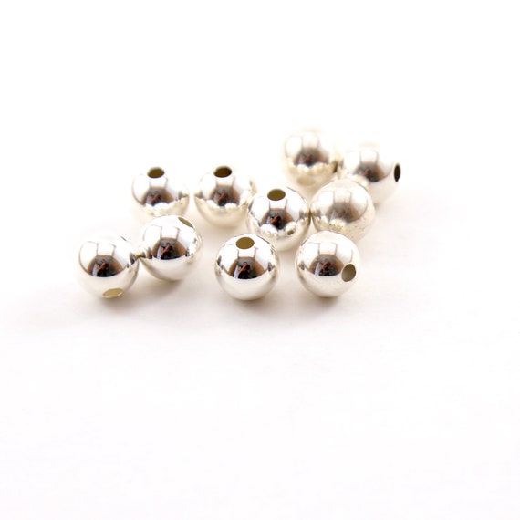 10 Pieces 8mm Smooth Seamless Round Sterling Silver 925 Spacer Beads