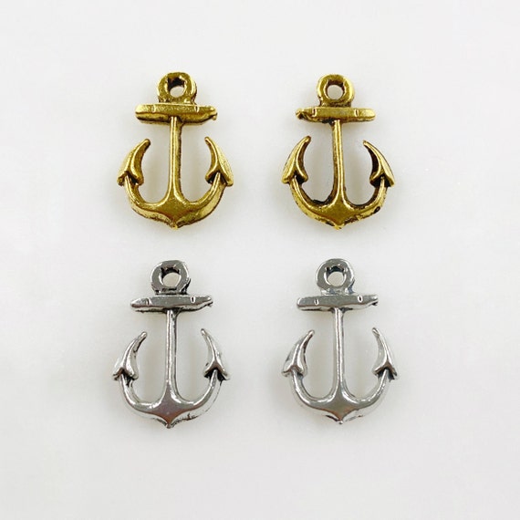 2 Piece Anchor Charm Pewter Base Metal Charm Choose Your Color Antique Gold Antique Silver