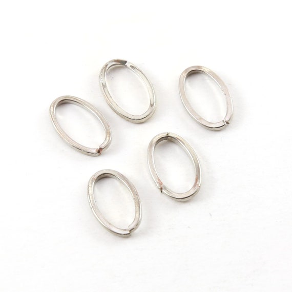 5 Pieces Antique Silver Brass Thick Split Ring Oval 18mm x 16mm Metal Connector Ring Charm