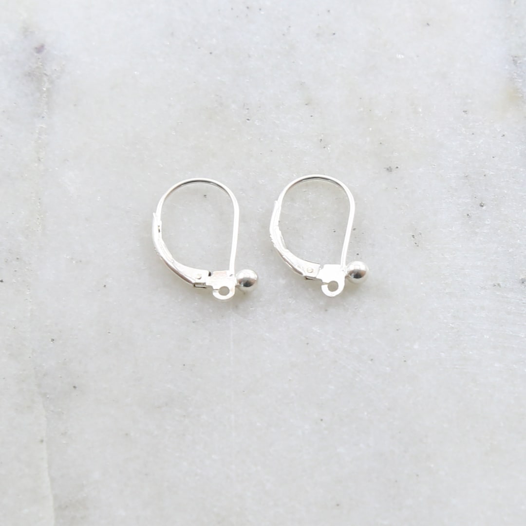 1 Pair Sterling Silver Ball Leverback Earring Hooks Earring Component