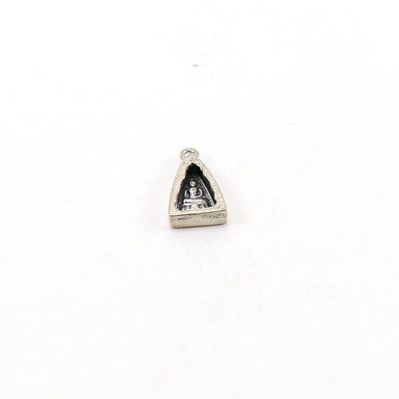 Buddha Sitting in Triangle Yoga Charm Ohm Meditation Mantra Pendant in Sterling Silver