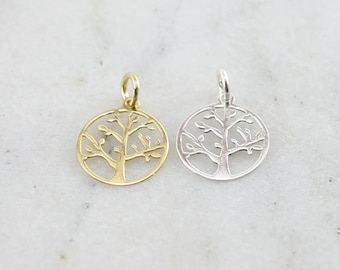 Tree of Life Family Tree Lightweight Silhouette Charm Modern Nature Pendant Sterling Silver or Vermeil