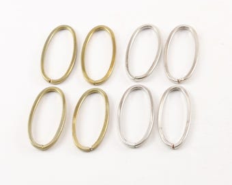 4 piezas de anillo ovalado grueso partido de 29 mm x 14 mm, conector de metal de latón, dije de oro antiguo o plata antigua
