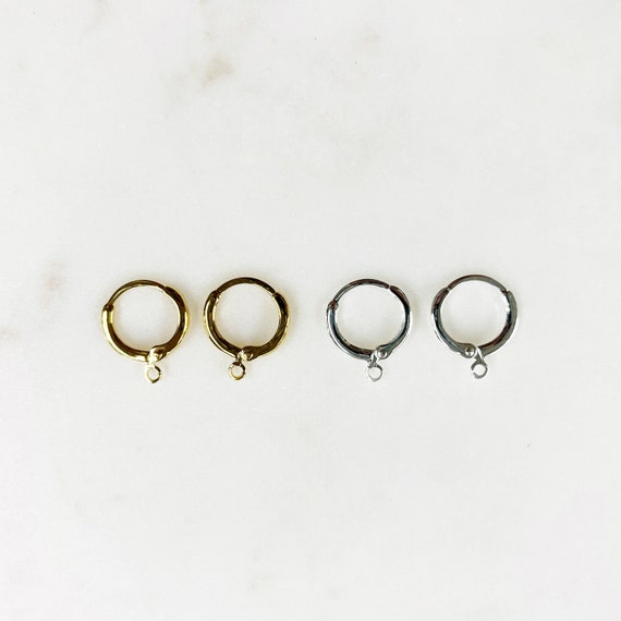 1 Pair Mini Gold and Silver Plated Hoop Earrings Simple Gold Plated Earrings With Hoop Component - Sold as Pair