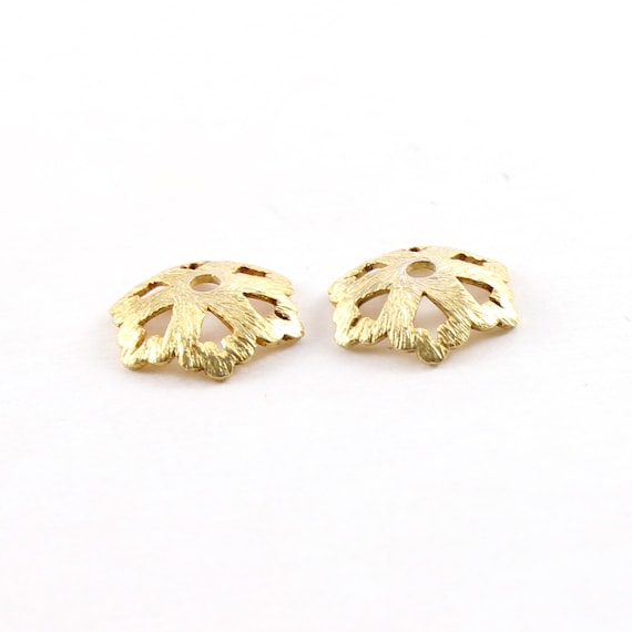 2 Pieces 14mm Brushed Vermeil Large Flower Bead Cap Spacer Bead Jewelry Making Supplies