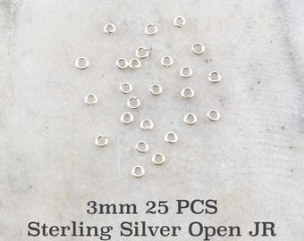 25 pieces 3mm 22 gauge sterling silver open jump rings charm links jewelry making supplies sterling findings
