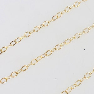 Starburst Shimmer 14k Gold Filled Oval Cable Chain Permanent Jewelry Bulk Unfinished Chain/Sold by the Foot