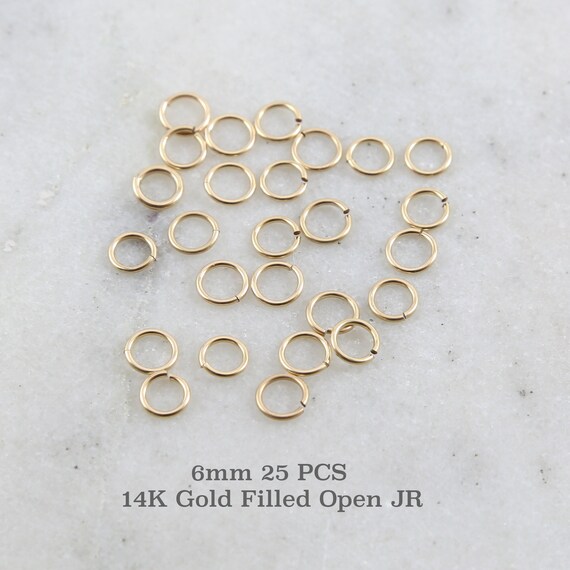 25 Pieces 6mm 20 Gauge 14K Gold Filled Open Jump Rings Charm Links Jewelry Making Supplies Gold Findings